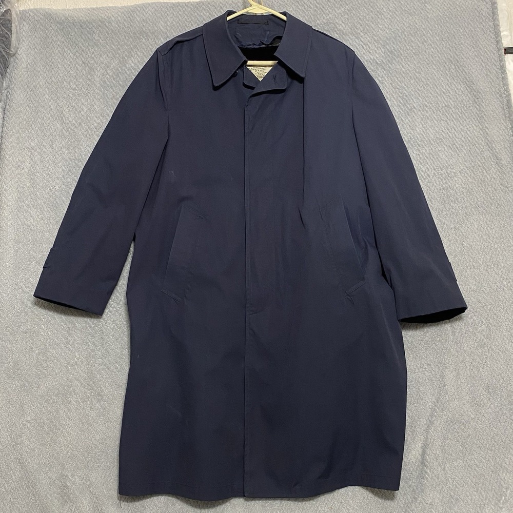 Vintage Men's Military AF Trench Coat Sz 40R Navy Blue Removable Liner